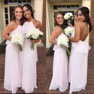 Light pink gown - Large - halter tie - low back